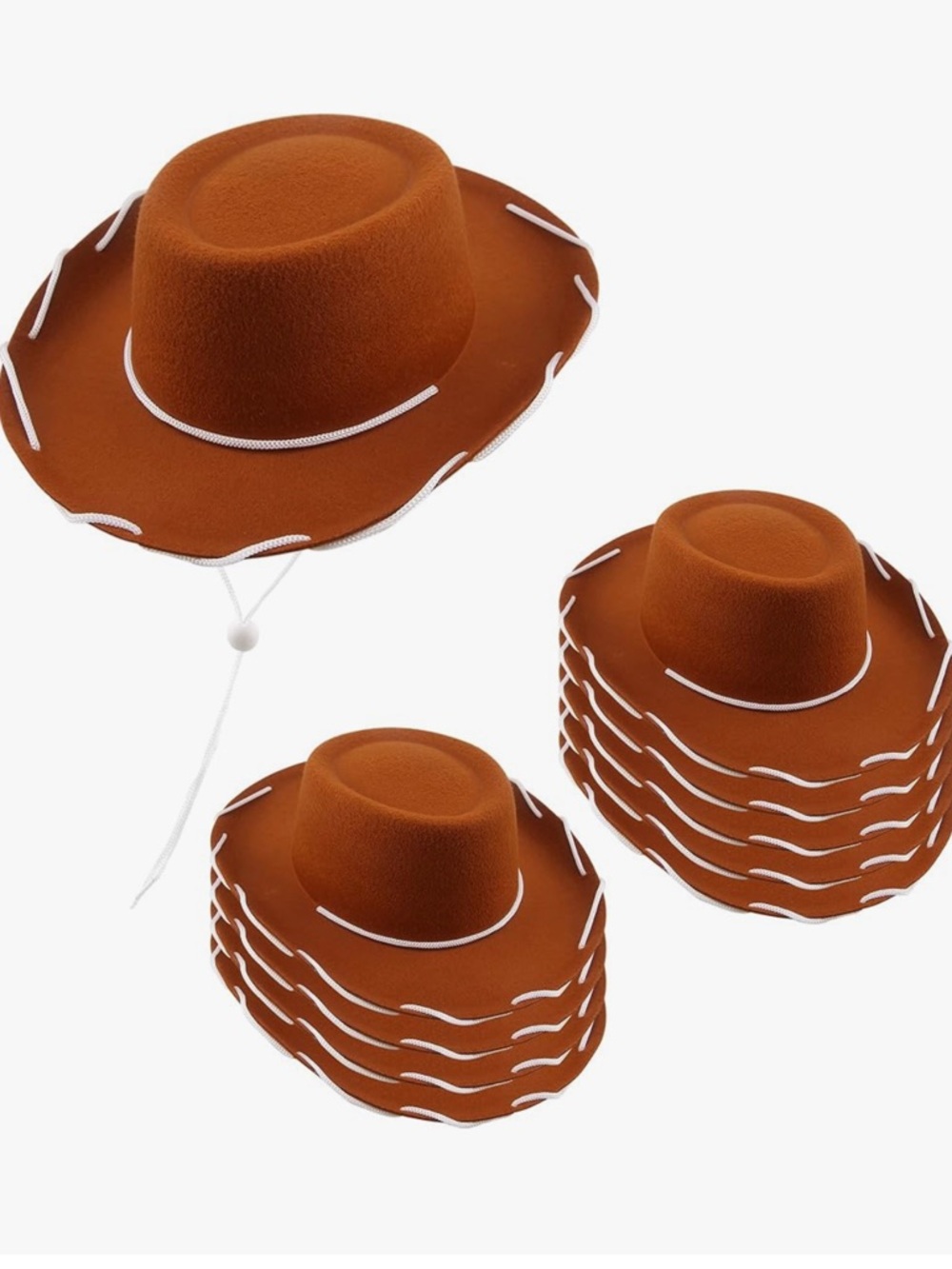 Kids Brown Cowboy Hat with White Trim - Unbranded